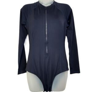 Sea Level Eco Essentials Long Sleeve One Piece Swimsuit Night Sky Size US 8